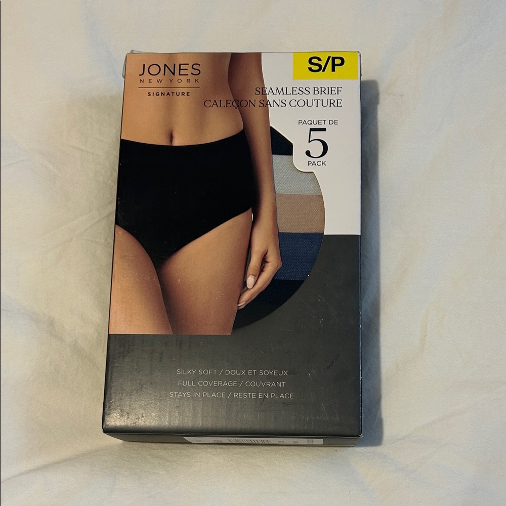 ADD ON Jones New York Signature Seamless Briefs 5-Pack - Black, Beige, Blue
